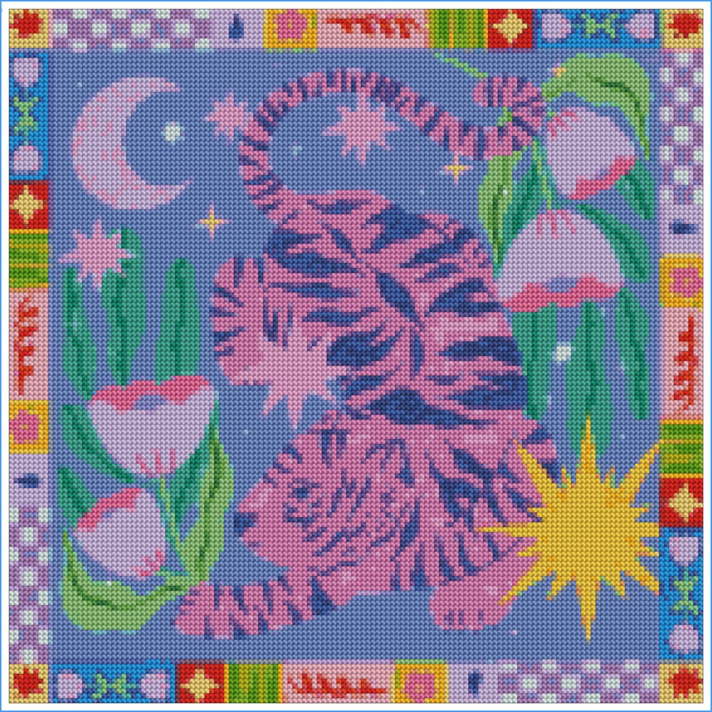 Starry Night Pink Tiger by Ziyi Studio- Diamond Art Kit (40x40cm Square Drill)