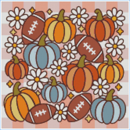 Groovy Fall Football by Textile Bakery – Diamond Art Kit (40x40cm)