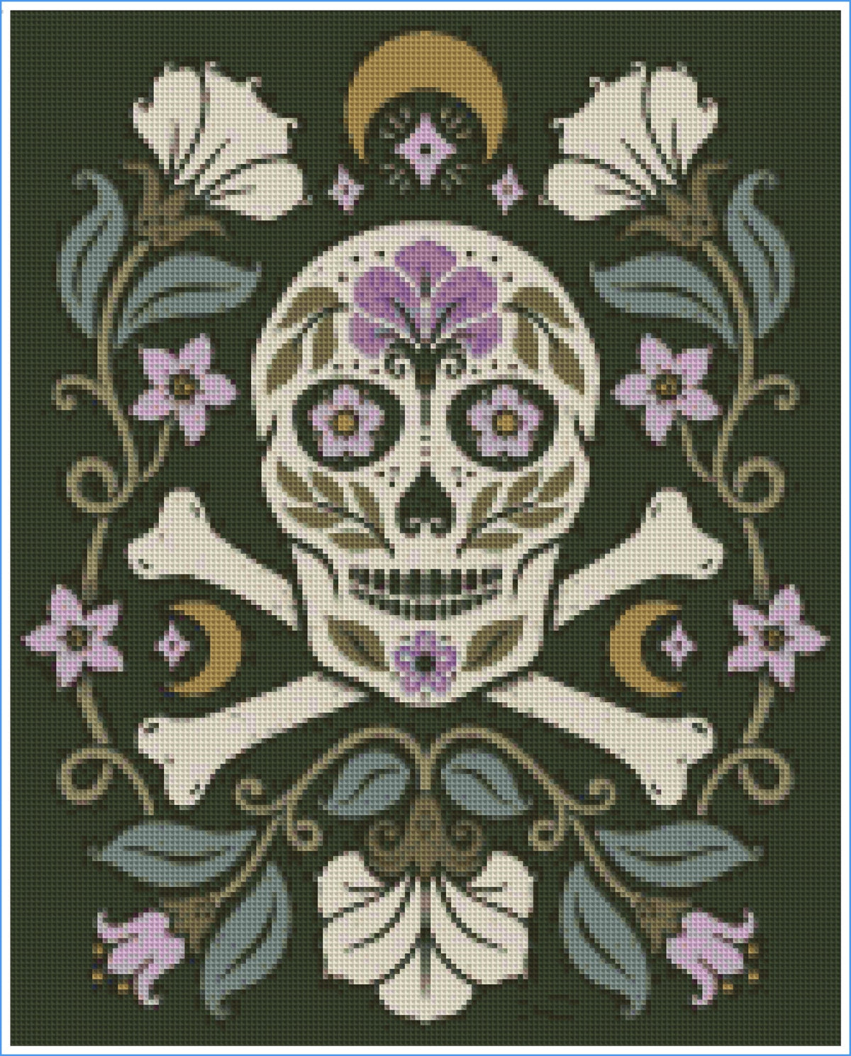Floral Moon Skull by Carey Copeland – Diamond Art Kit (40x50cm)