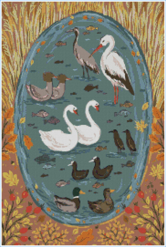 Autumn Pond Birds by Hanna Symo- Diamond Art Kit (50x75cm)