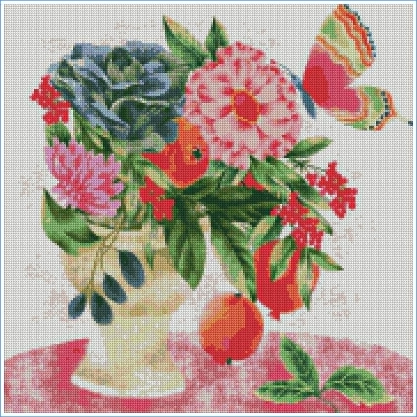 Zinnias, Berries & Wings by Lisa Powell Braun – Diamond Art Kit (50x50cm)