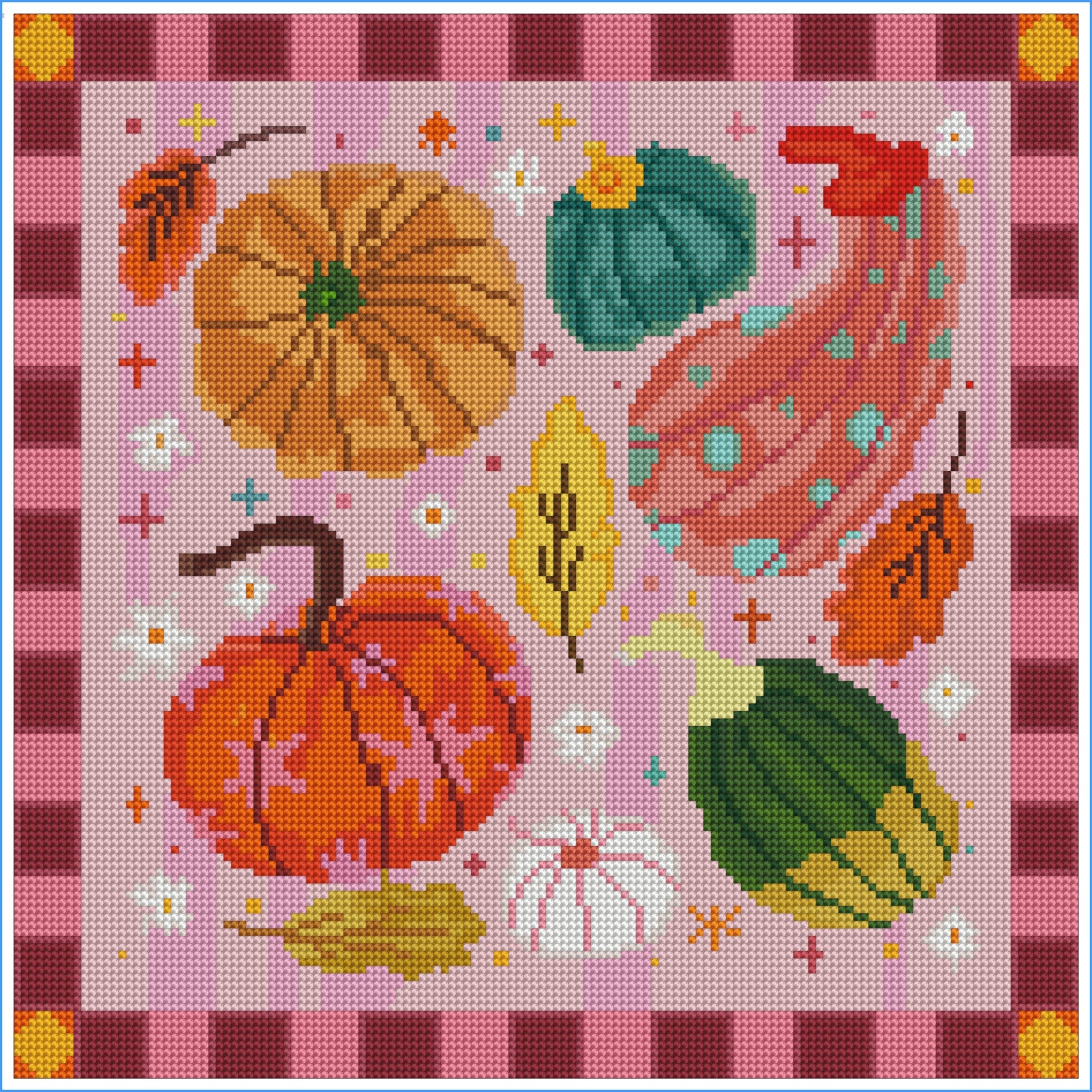 Pumpkin Patchwork by Ziyi Studio- Diamond Art Kit (40x40cm) Hand Rendered