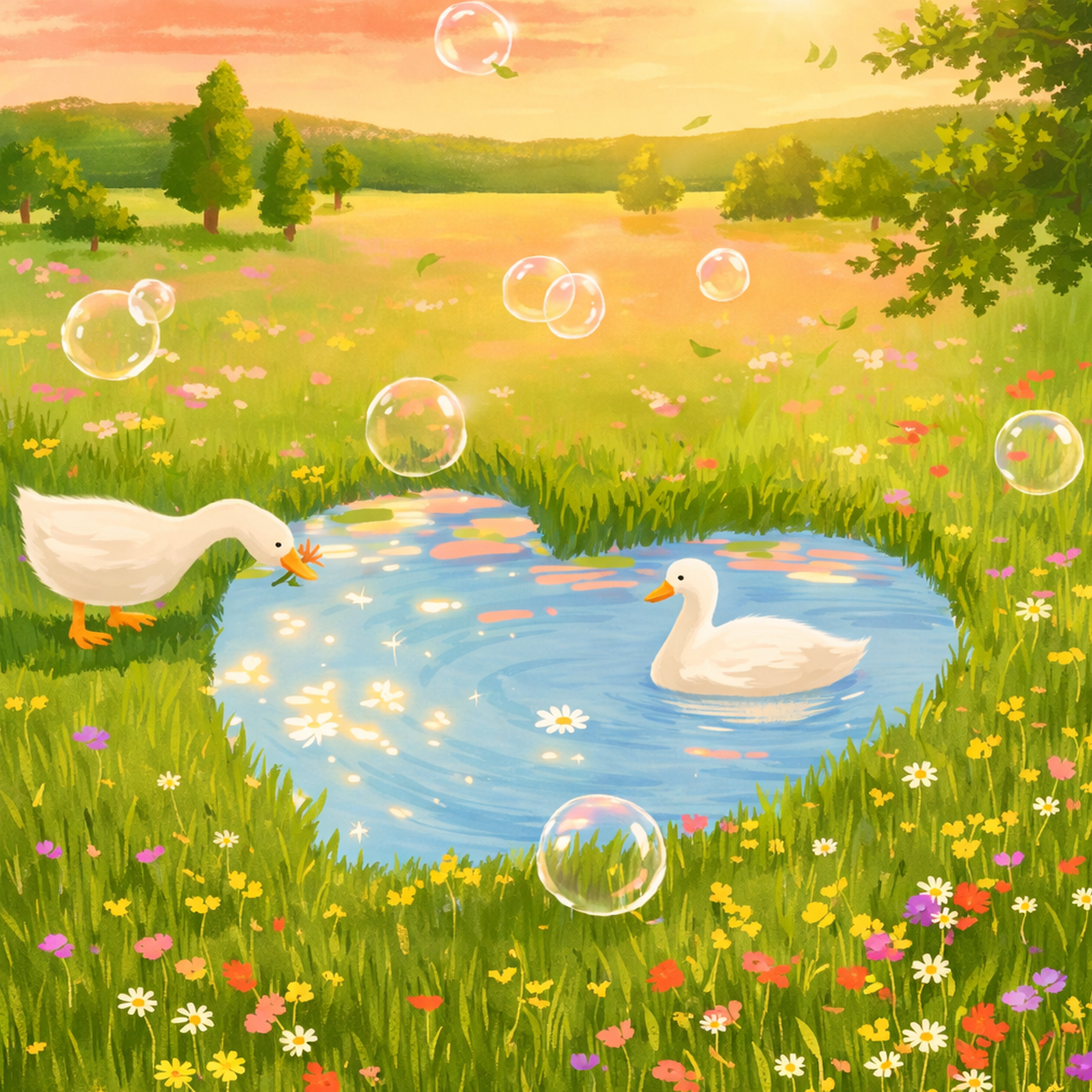 Golden Meadow Pond- Diamond Art Kit (50x70cm, Square Drill)