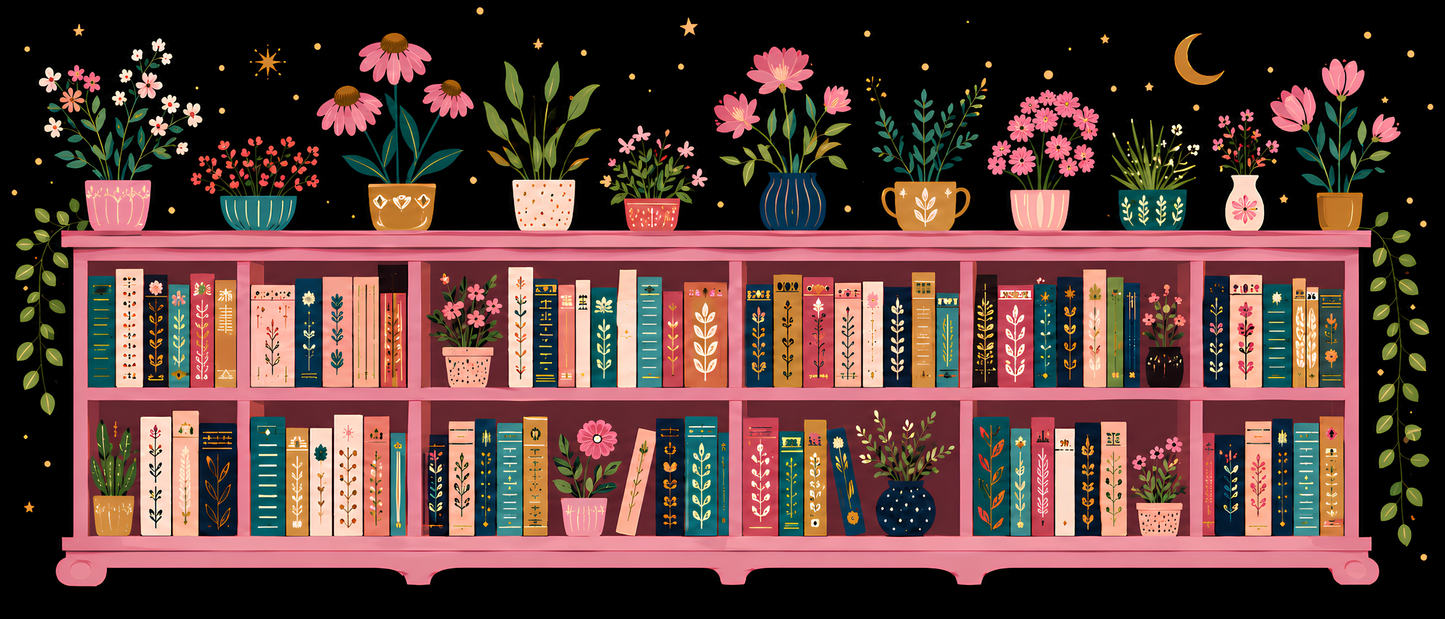 Midnight Bloom Library Extra Wide- Diamond Art Kit (140x60cm, Square Drill)