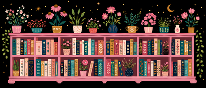 Midnight Bloom Library Extra Wide- Diamond Art Kit (140x60cm, Square Drill)