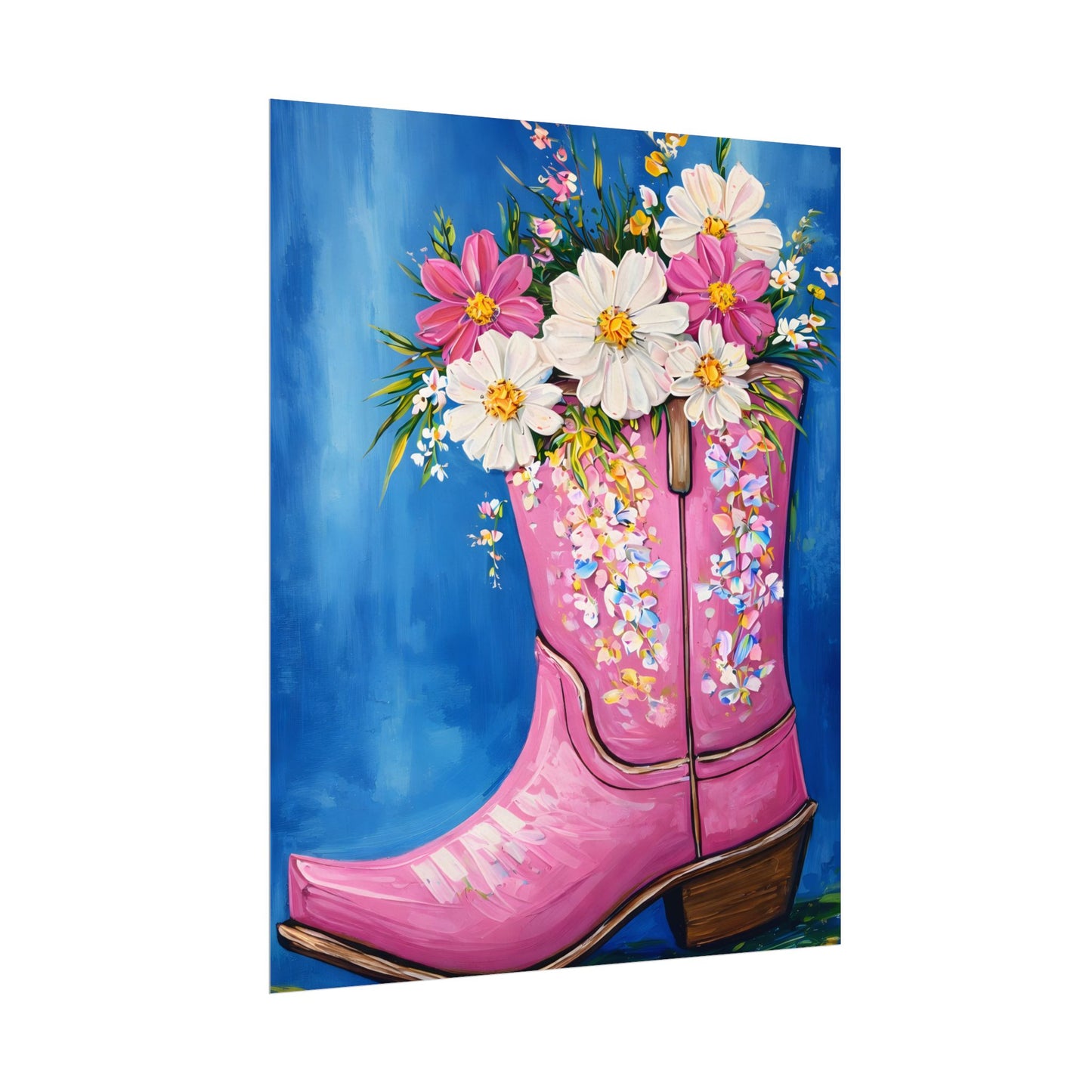 Petals in Pink Leather Watercolor Poster