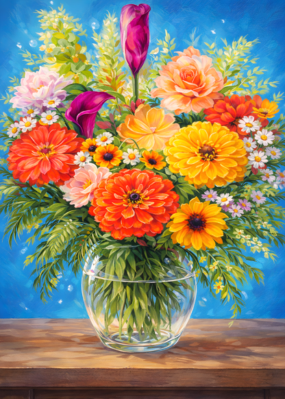 Summer in a Vase- Diamond Art Kit (50x70cm, Round Drill)