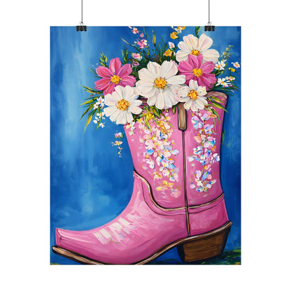 Petals in Pink Leather Watercolor Poster