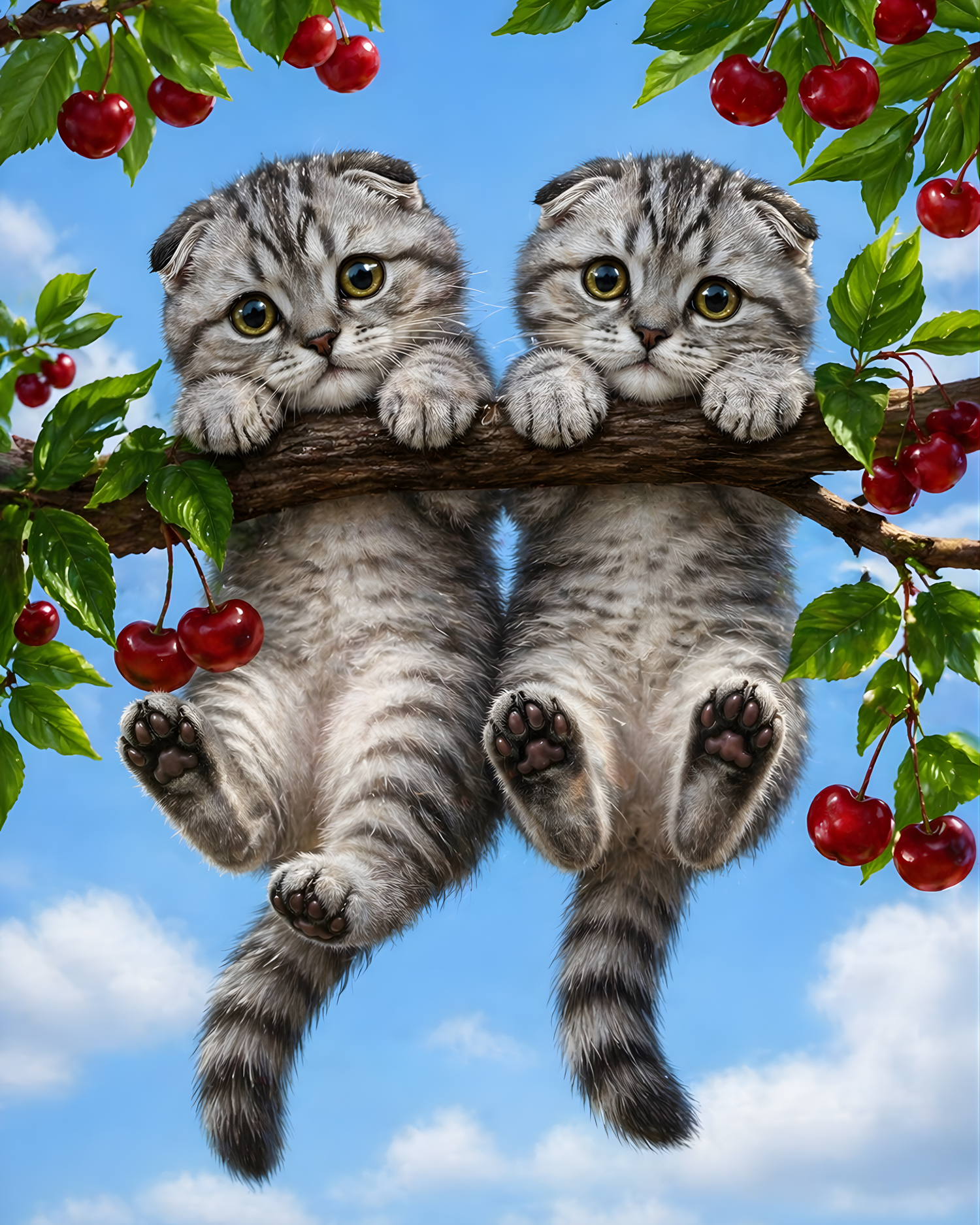 Mona & Marge Up in the Cherry Tree- Diamond Art Kit (40x50cm, Square Drill)