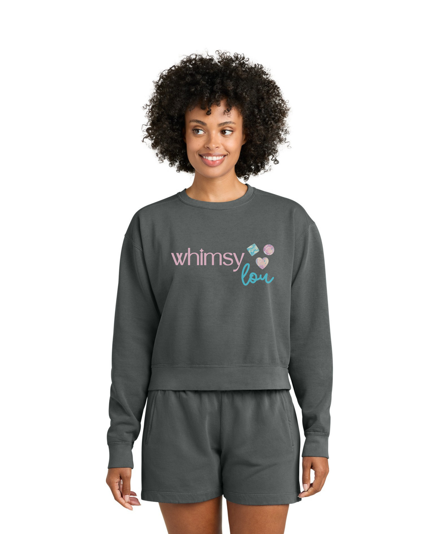 Whimsy Lou Mid-Length Crewneck — Perfect Crop Comfort Colors Crewneck