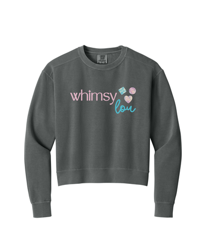 Whimsy Lou Mid-Length Crewneck — Perfect Crop Comfort Colors Crewneck