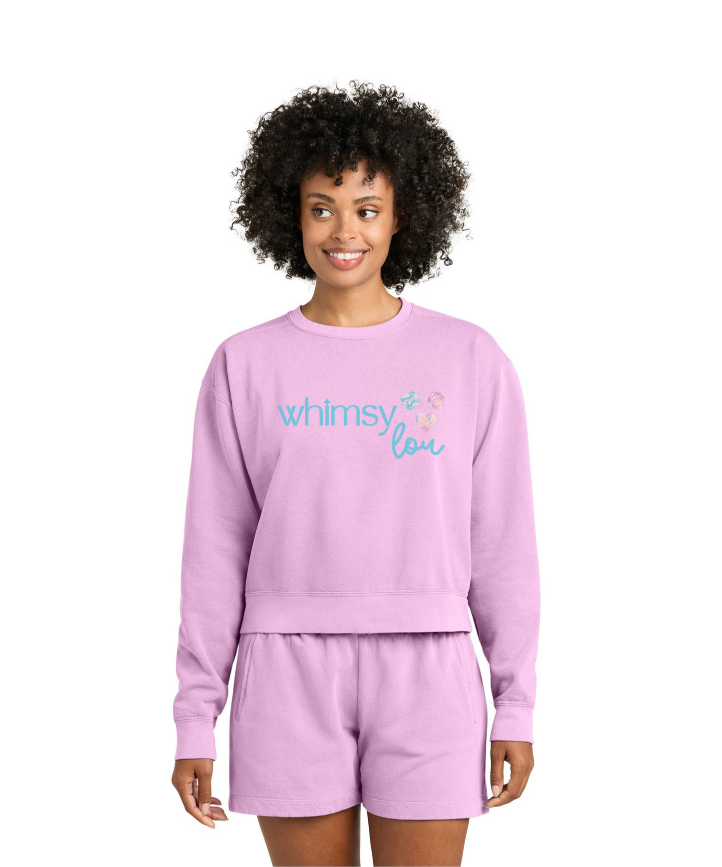Whimsy Lou Mid-Length Crewneck — Perfect Crop Comfort Colors Crewneck