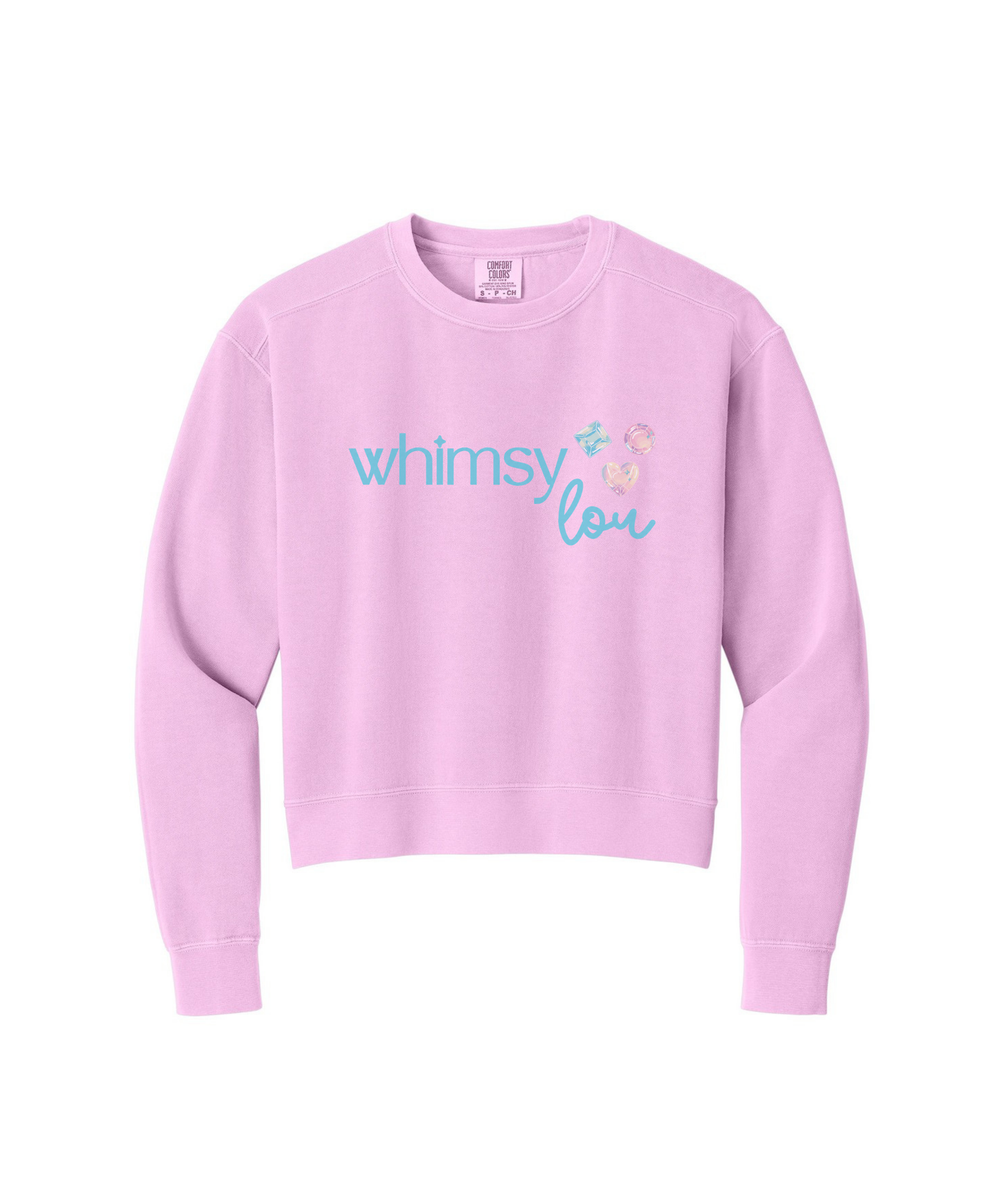 Whimsy Lou Mid-Length Crewneck — Perfect Crop Comfort Colors Crewneck