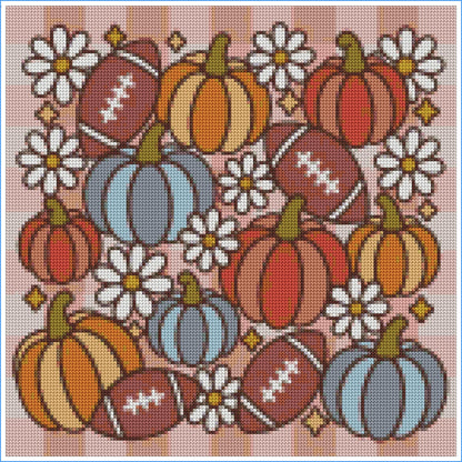 Groovy Fall Football by Textile Bakery – Diamond Art Kit (40x40cm)