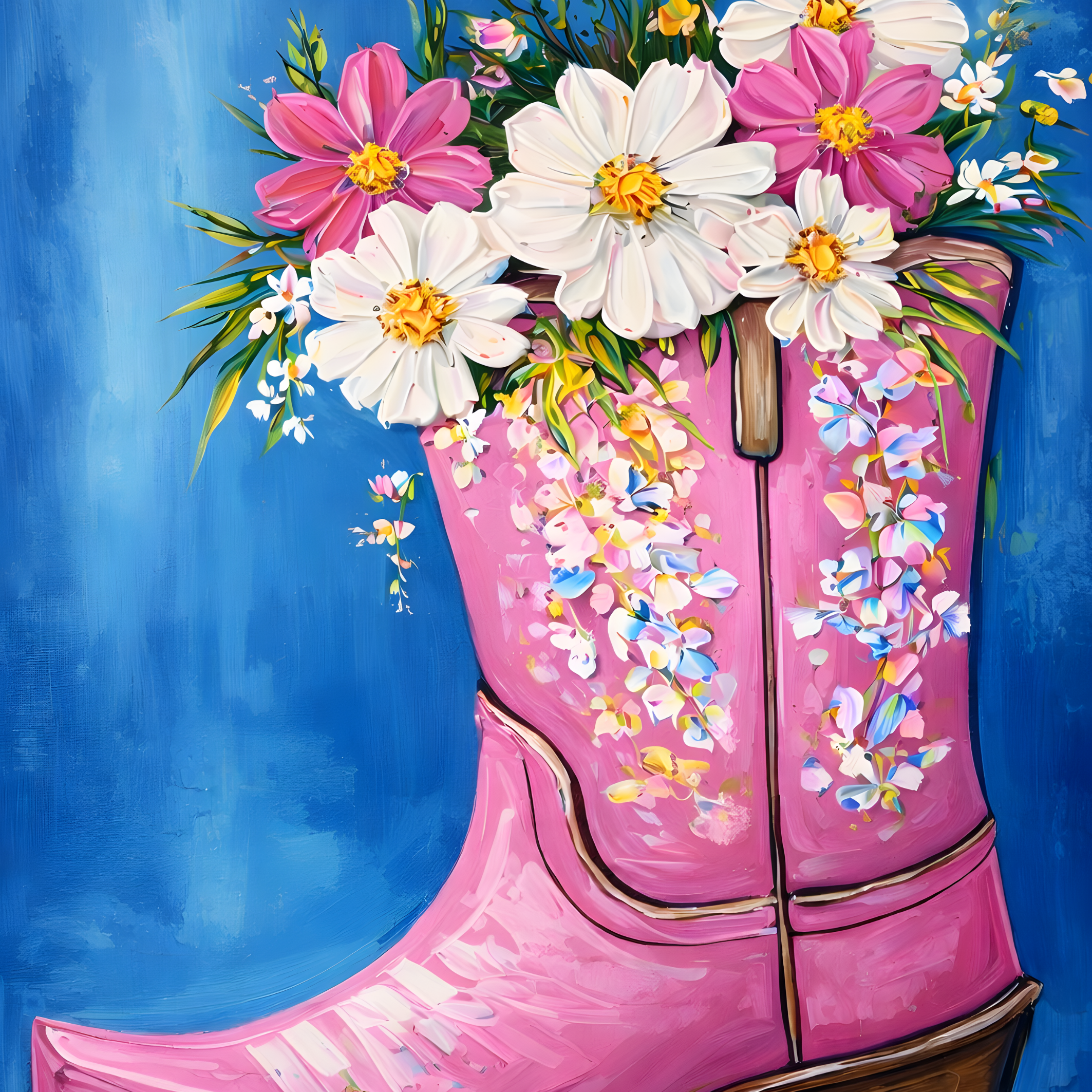 Petals & Pink Leather- Diamond Art Kit (50x70cm, Round Drill)