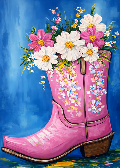 Petals & Pink Leather- Diamond Art Kit (50x70cm, Round Drill)