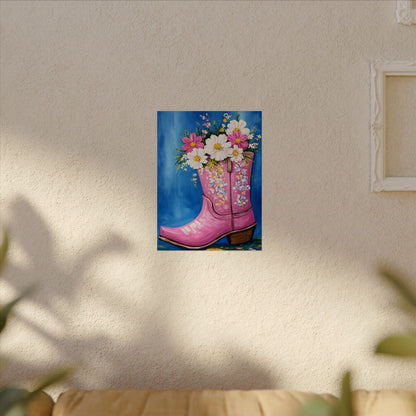 Petals in Pink Leather Watercolor Poster