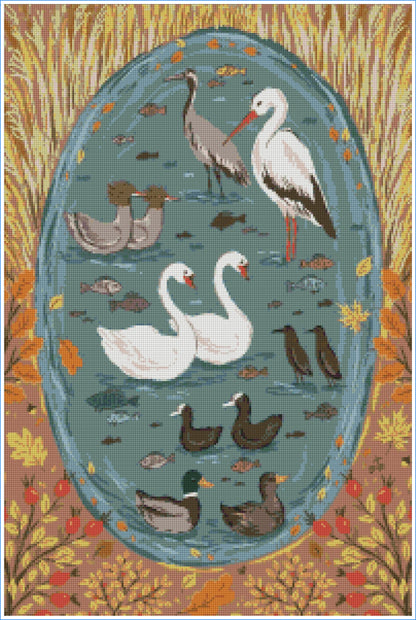 Autumn Pond Birds by Hanna Symo- Diamond Art Kit (50x75cm)