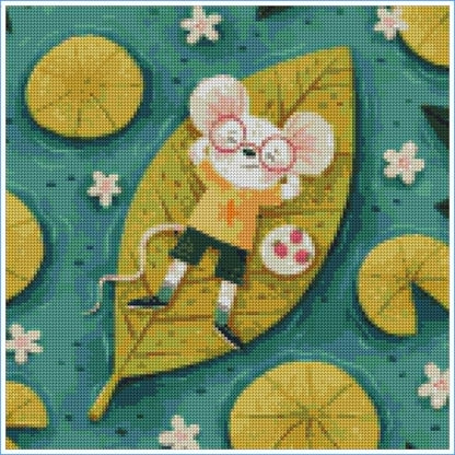 Lily Pond Mouse by Ellie Ohnora – Diamond Art Kit (40x40cm)