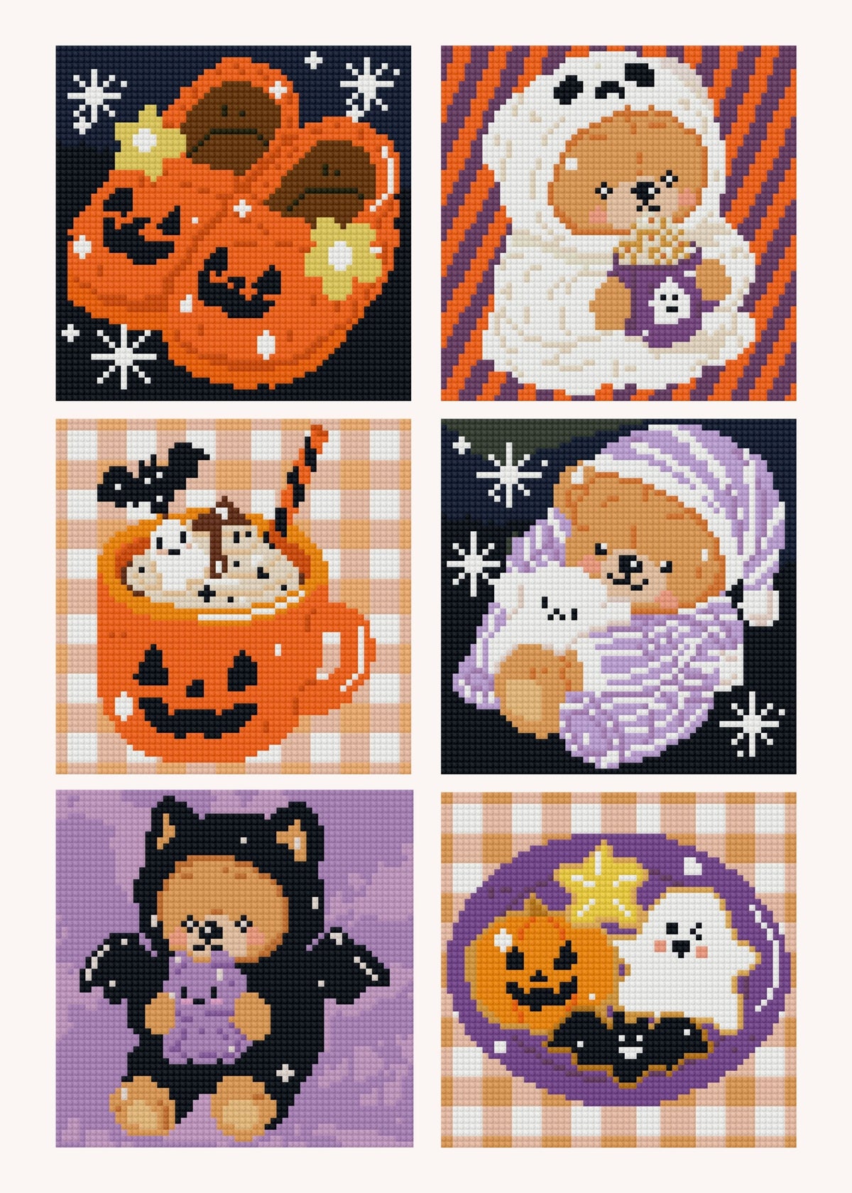 Boo Bear Sleepover by PonPon Artwork – little whimsies Mini Diamond Art Set