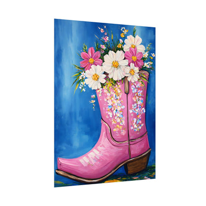 Petals in Pink Leather Watercolor Poster