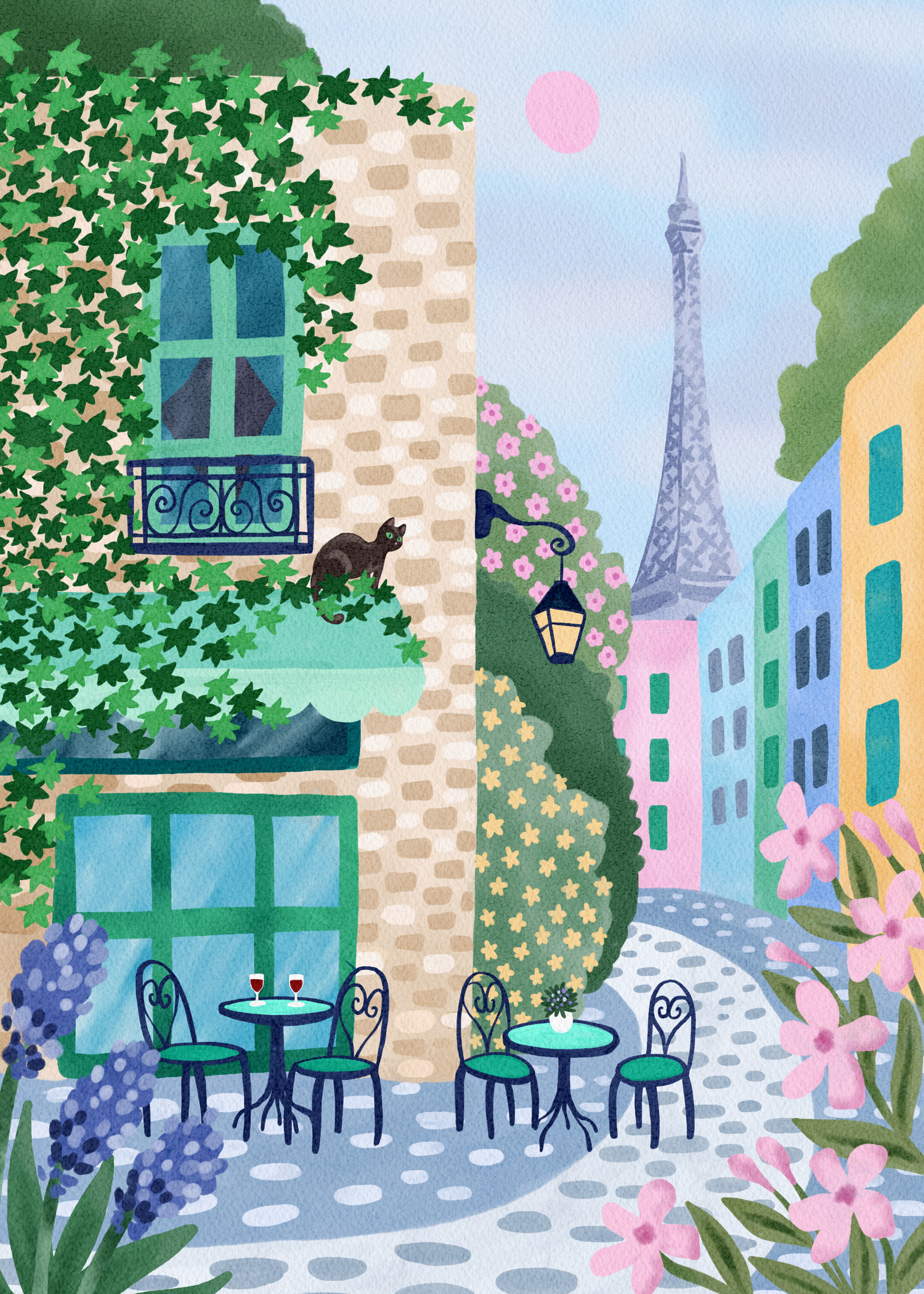 Parisian Café by Olenka Studio- Diamond Art Kit (50x70cm, Square Drill)