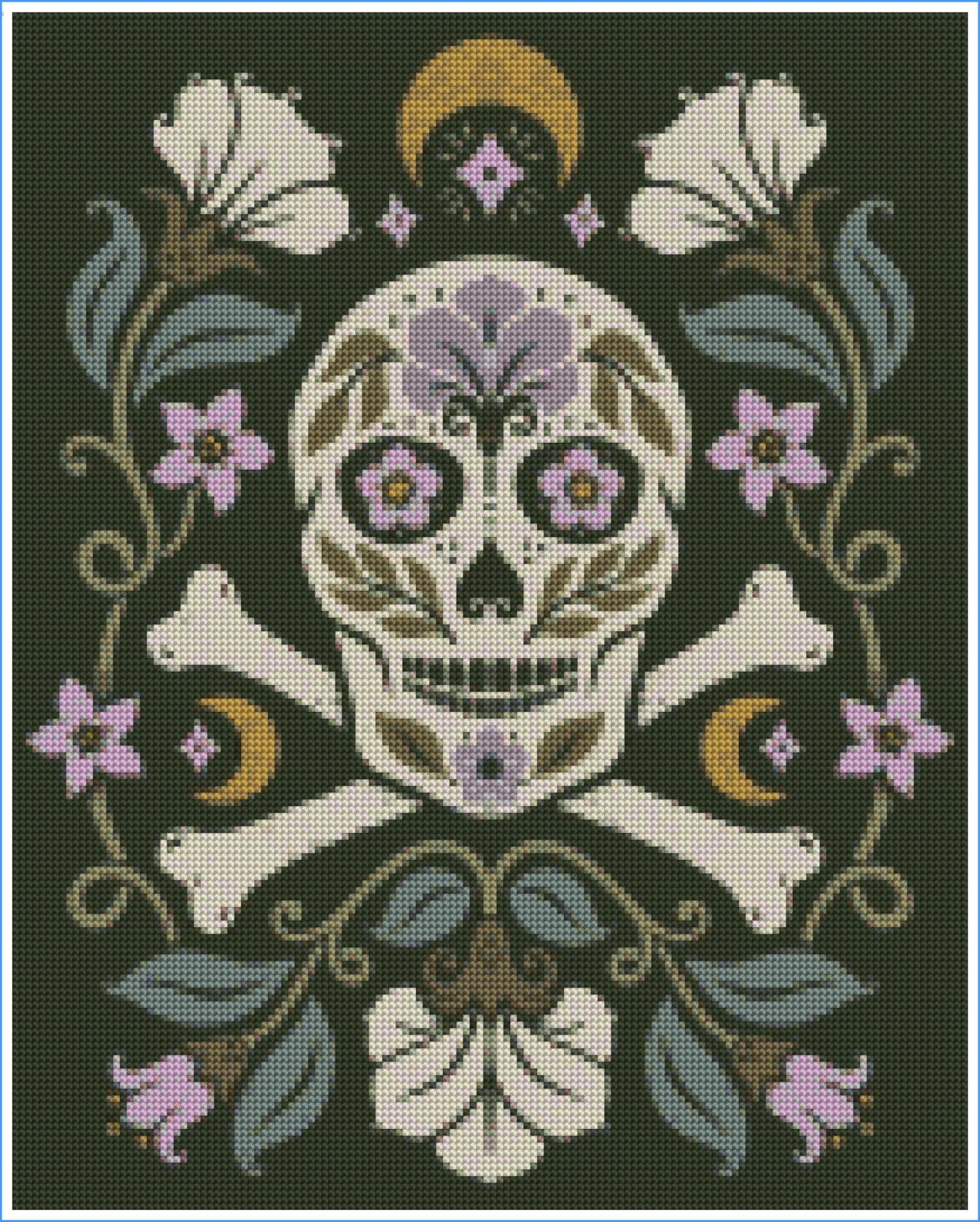 Floral Moon Skull by Carey Copeland – Diamond Art Kit (40x50cm)