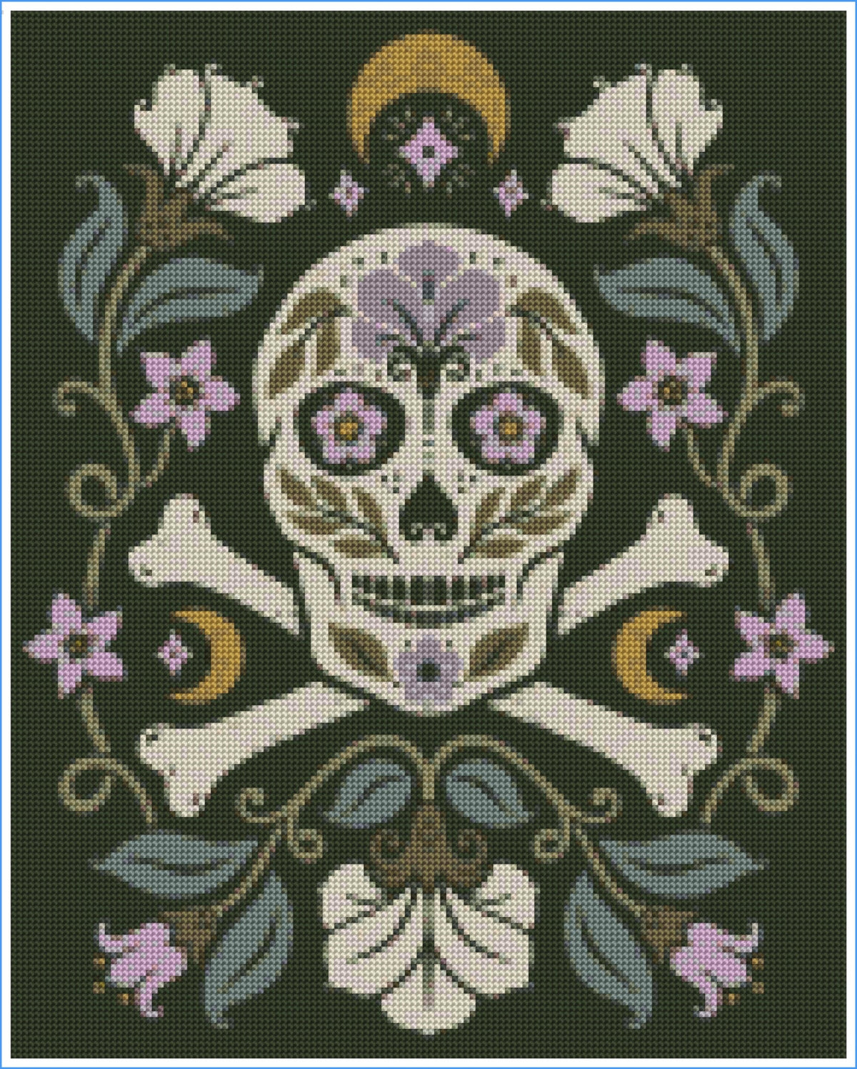 Floral Moon Skull by Carey Copeland – Diamond Art Kit (40x50cm)