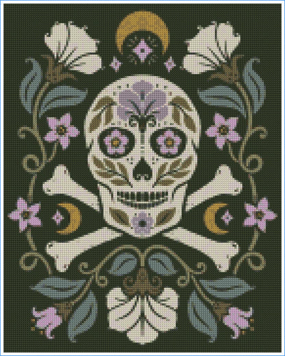 Floral Moon Skull by Carey Copeland – Diamond Art Kit (40x50cm)