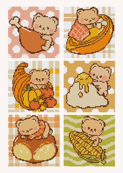 Teddy's Thanksgiving Feast by Blumensdiary – little whimsies Mini Diamond Art Set