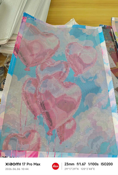 Hearts in the Clouds- Diamond Art Kit (40x60cm, Square Drill)
