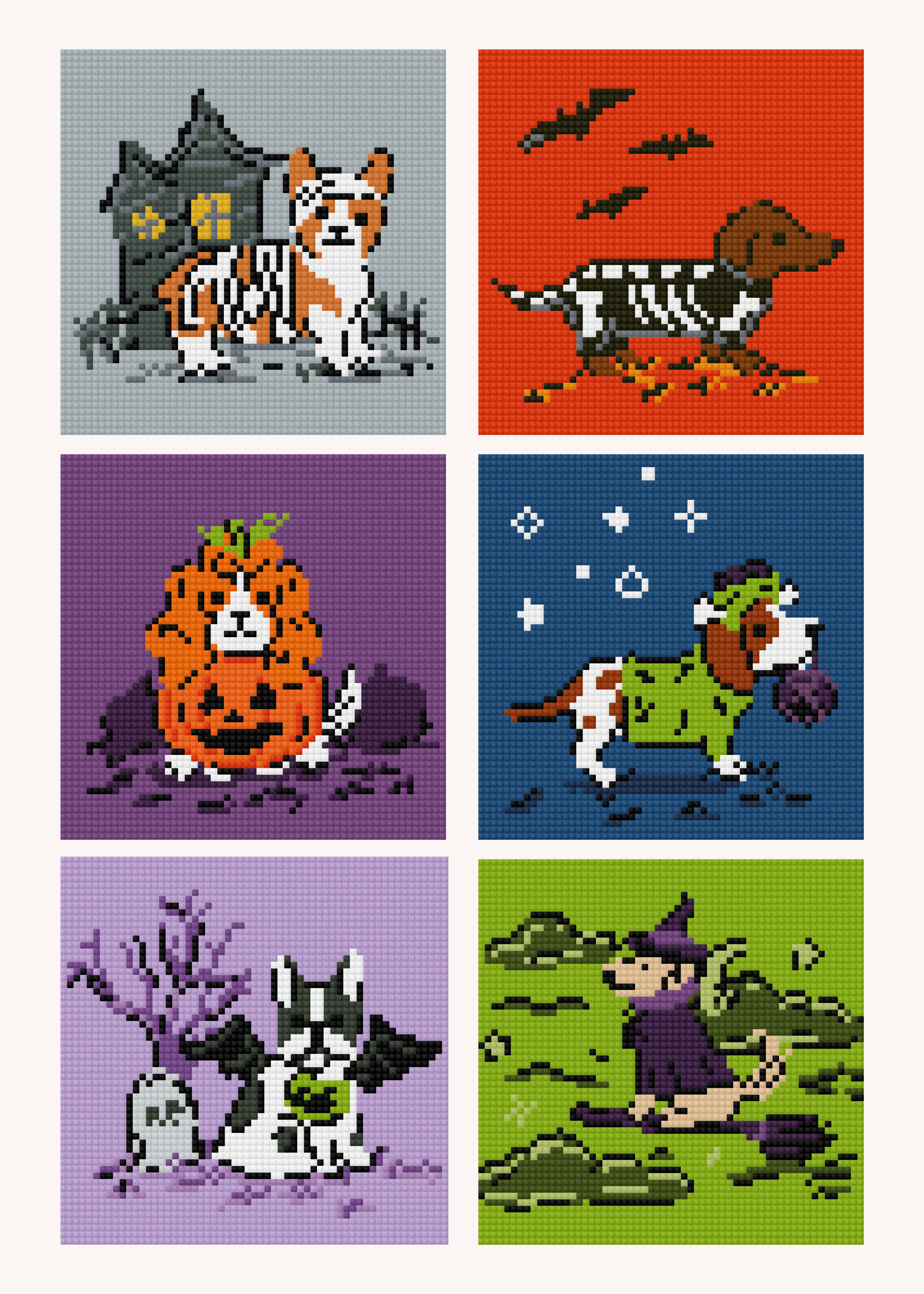 Halloween Pups by Kate Clay – little whimsies Mini Diamond Art Set
