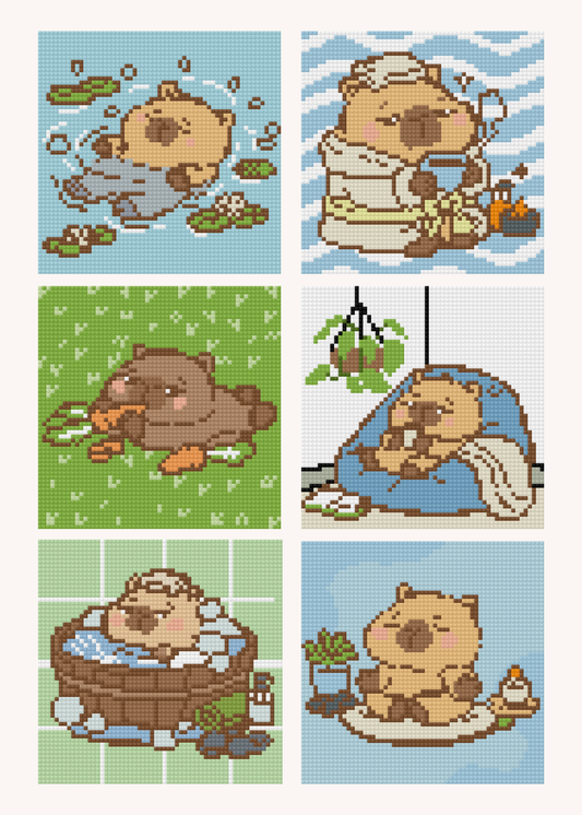 Spa Day Capybara by Blumensdiary – little whimsies Mini Diamond Art Set