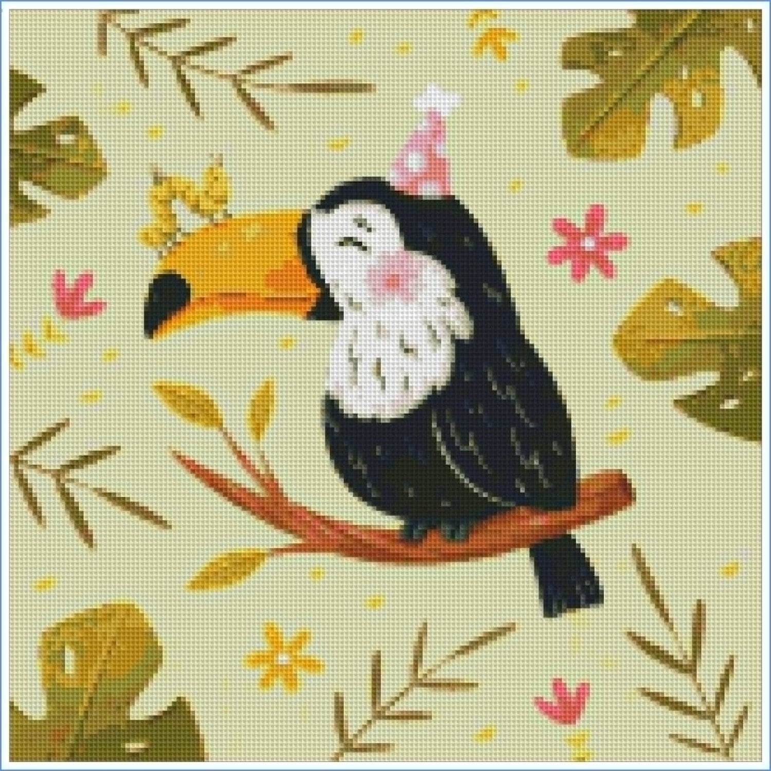 Toucan Celebration by Ellie Ohnora – Diamond Art Kit (40x40cm)
