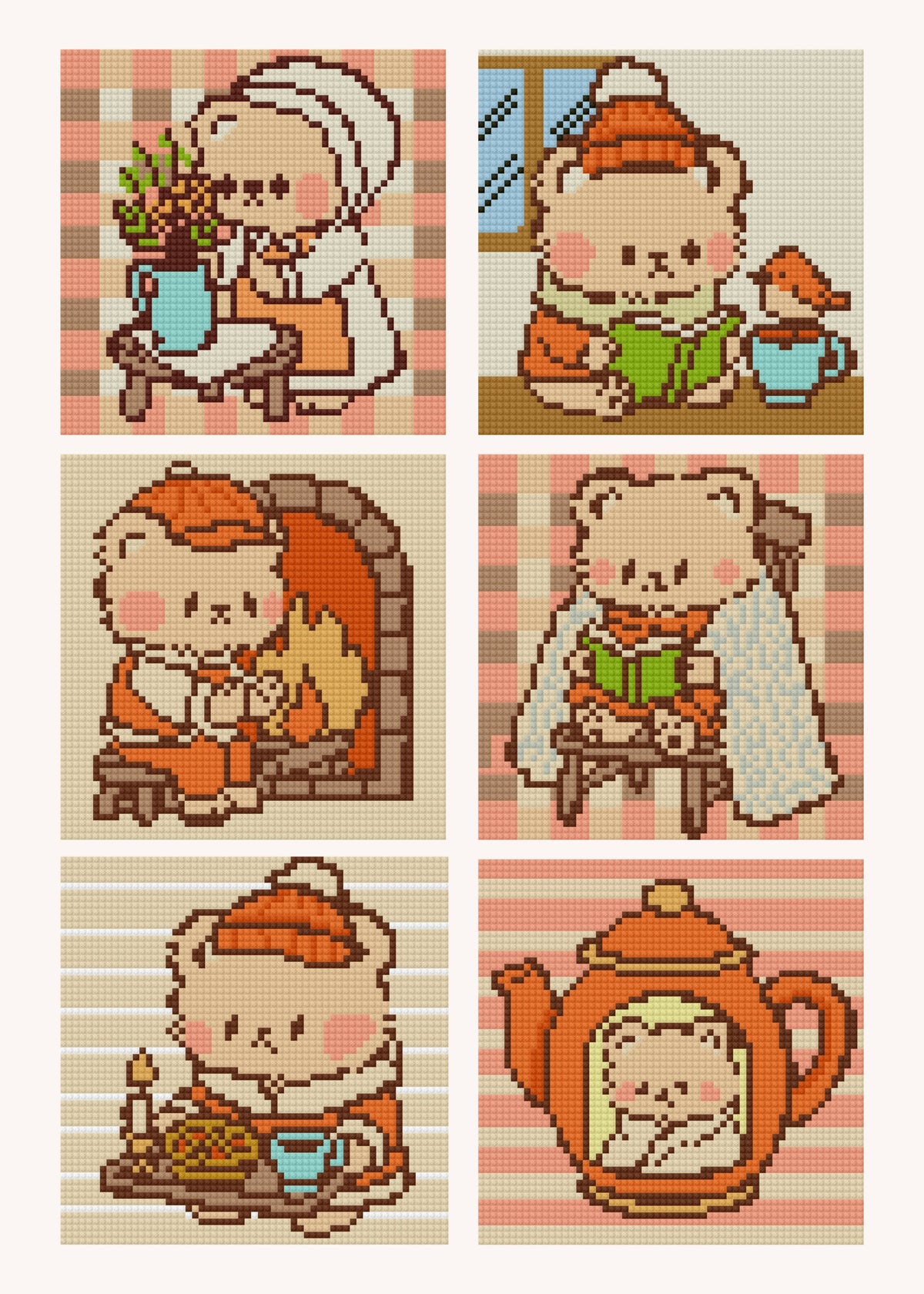 Tea Time Teddy by Blumensdiary – little whimsies Mini Diamond Art Set