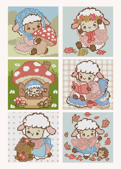 Cozy Cottage Lamb by Blumensdiary – little whimsies Mini Diamond Art Set