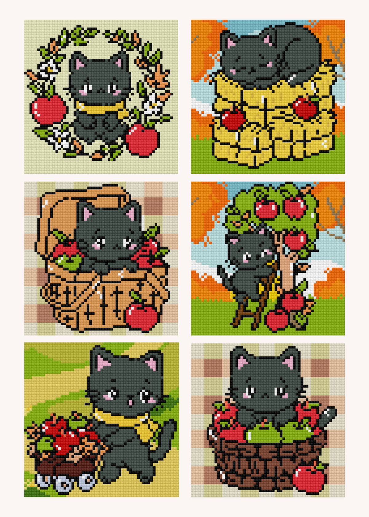 Apple Picking Kitty by Blumensdiary – little whimsies Mini Diamond Art Set