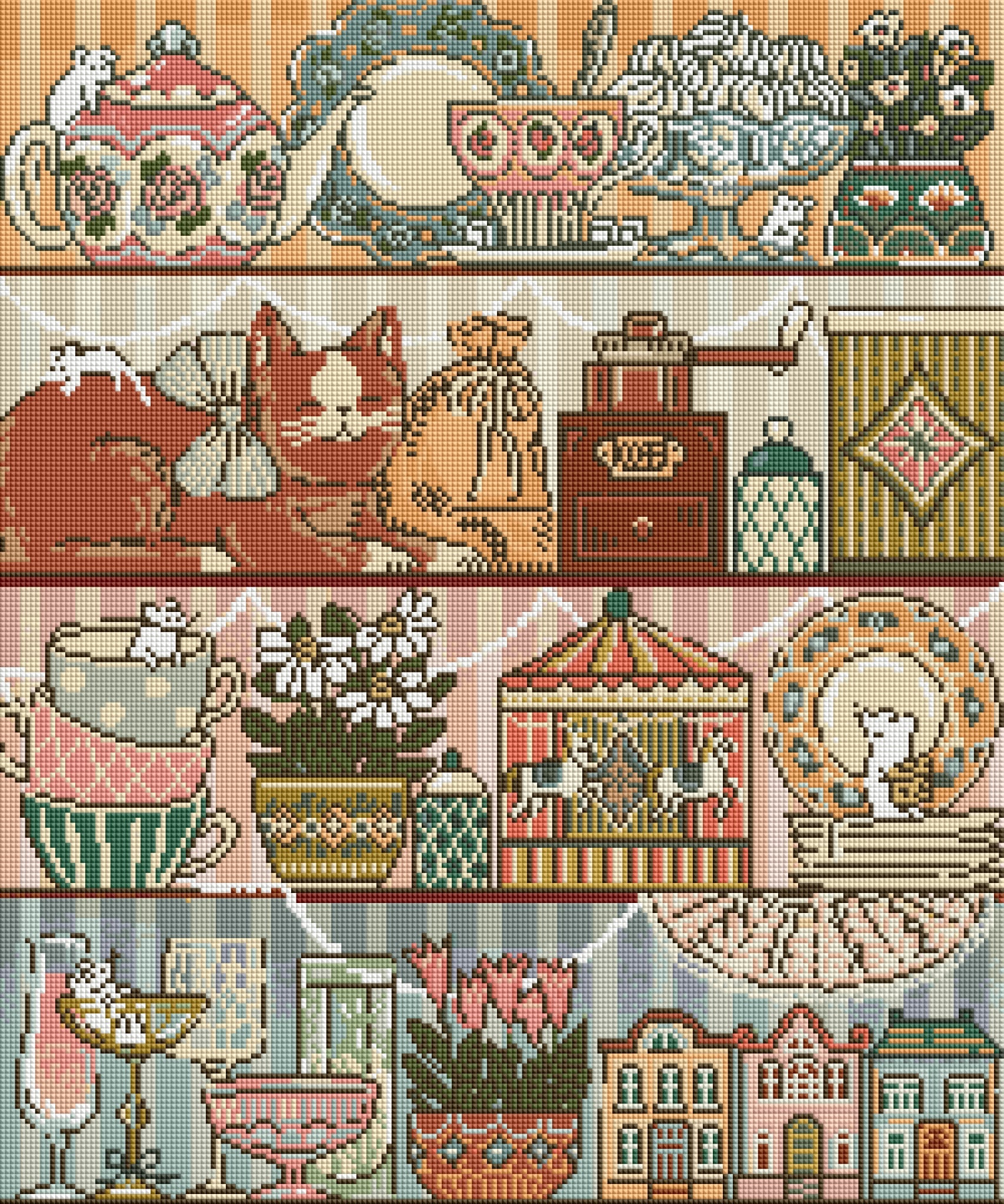 Whimsical Kitchen Shelf by Hanna Symo- Diamond Art Kit (50x60cm, Square Drill) Hand Rendered