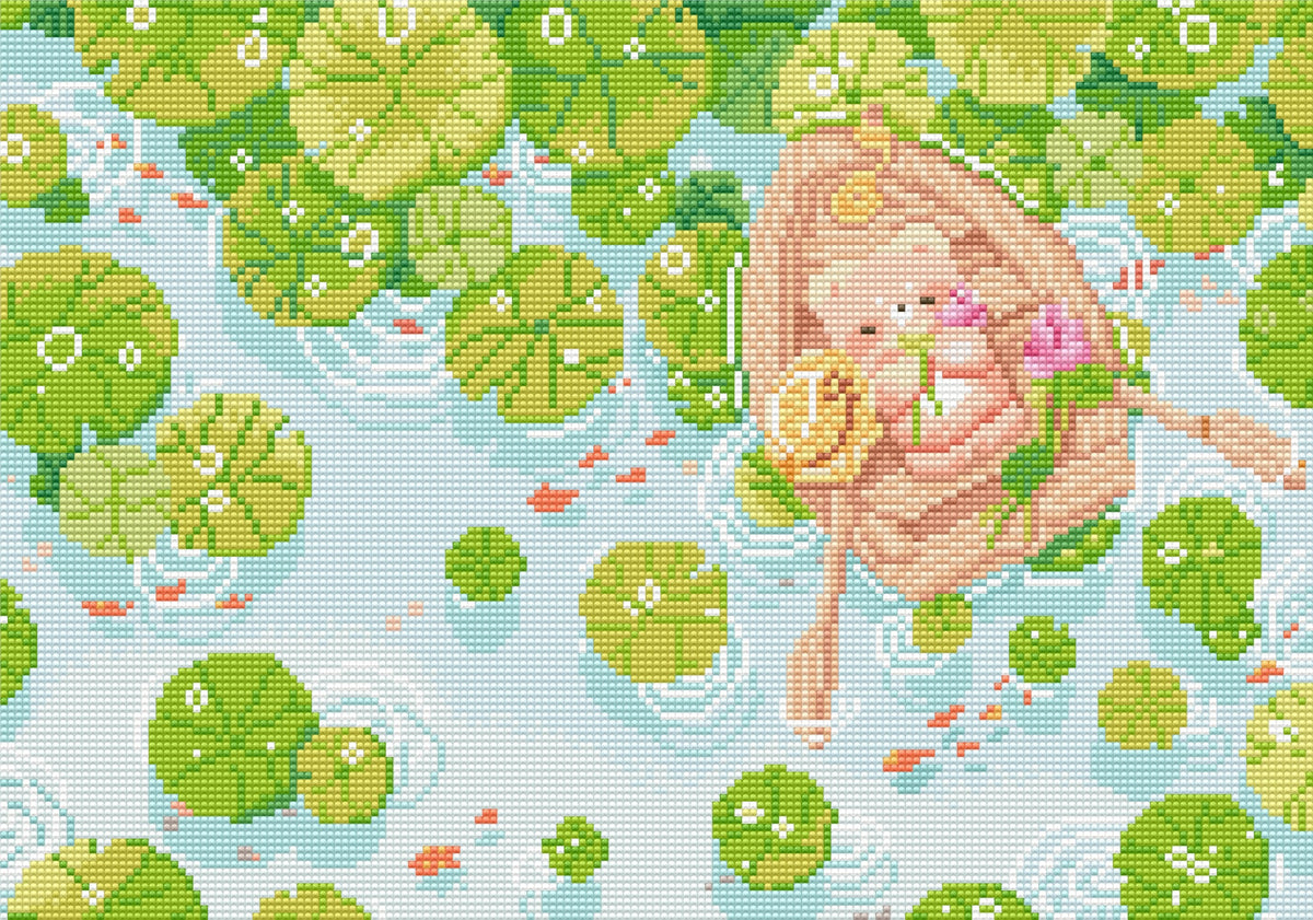 Bear’s Lily Pond Adventure by CraaftyQueen – Diamond Art Kit (50x35cm Round Drill) Hand Rendered
