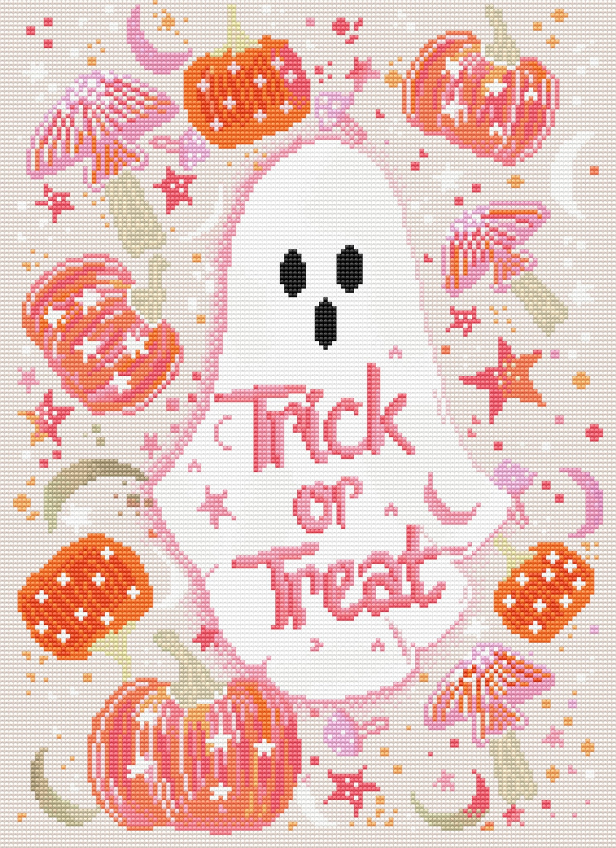 Pink Pumpkin Ghost by Rose Halsey- Diamond Art Kit (40x55cm, Round Drill) Hand Rendered