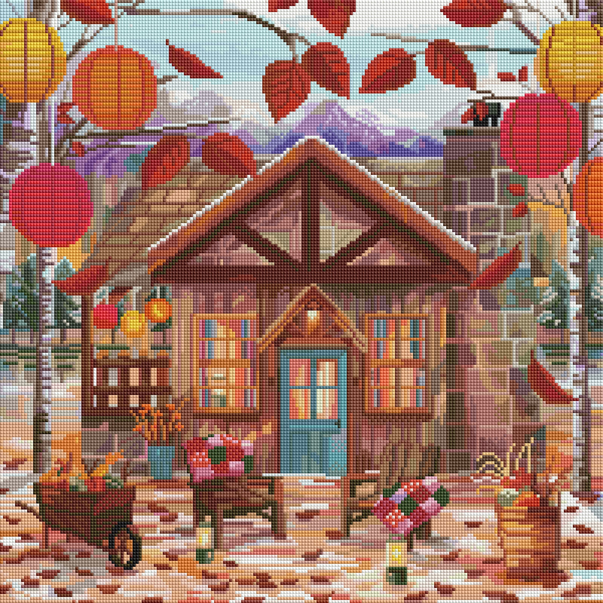 Mountain Harvest Cabin by Catherine Worsley – Diamond Art Kit (50x50cm, Square Drill) Hand Rendered