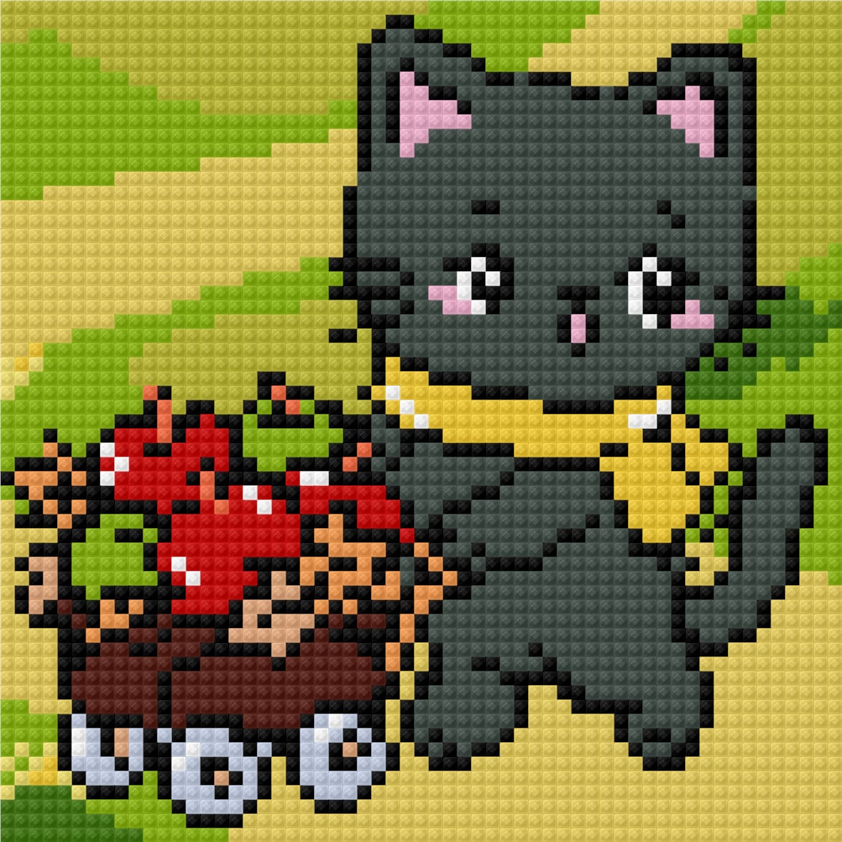 Apple Picking Kitty by Blumensdiary – little whimsies Mini Diamond Art Set