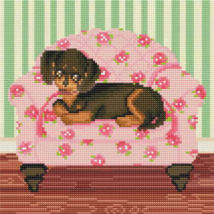Pretty Pup Parlor by CraaftyQueen – Diamond Art Kit (30x30cm Round Drill) Hand Rendered