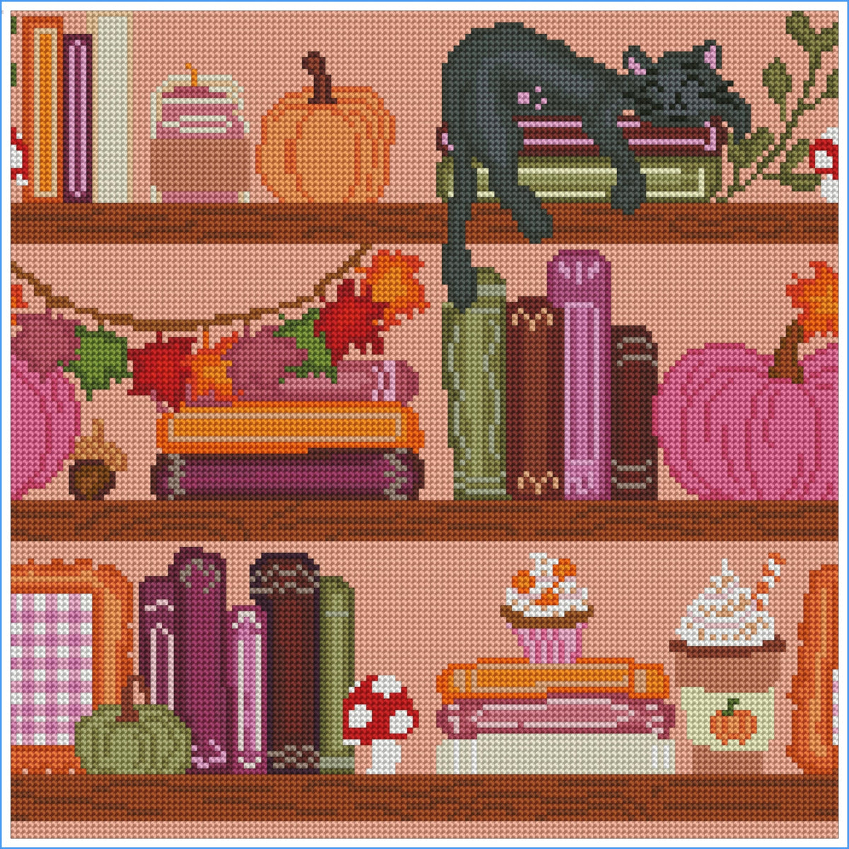 Pumpkin Spice Paperbacks by Shelby Wilson Designs- Diamond Art Kit (40x40cm Round Drills) Hand Rendered
