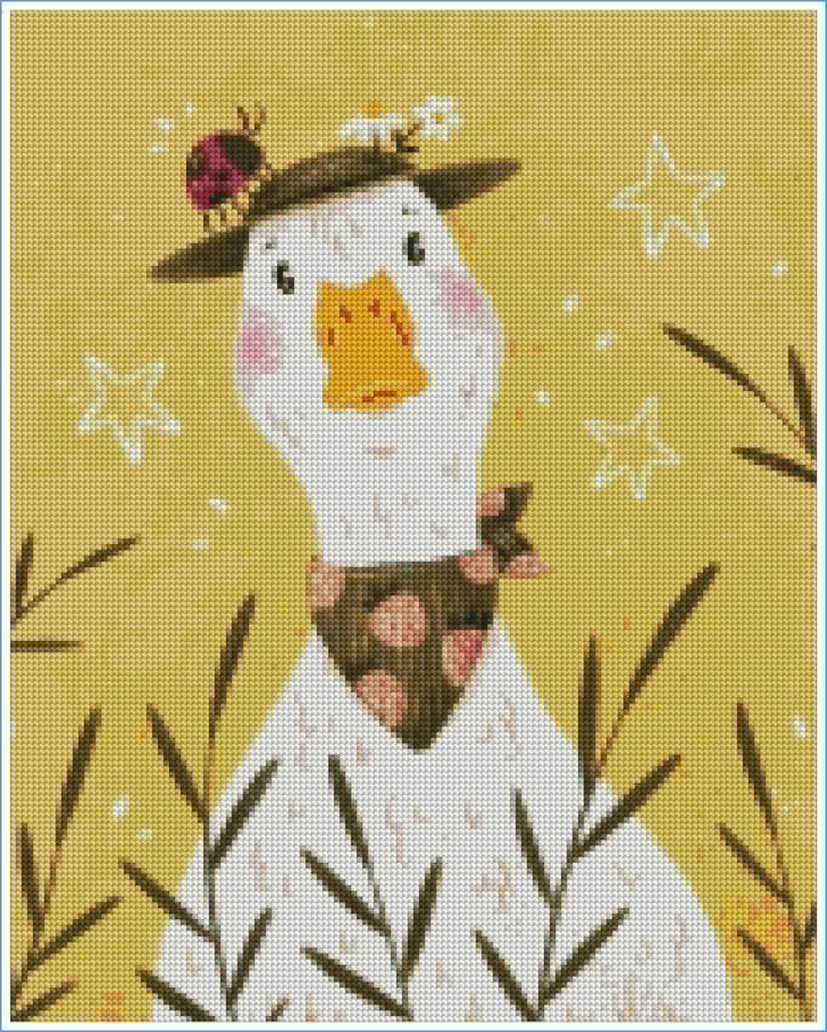 Strawberry Goose Friend by Ellie Ohnora – Diamond Art Kit (40x50cm Round Drill)