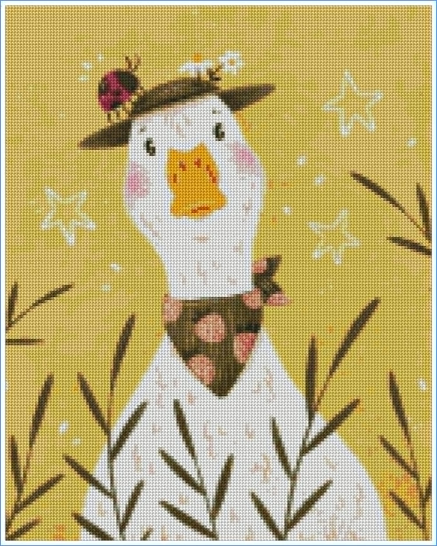 Strawberry Goose Friend by Ellie Ohnora – Diamond Art Kit (40x50cm Round Drill)