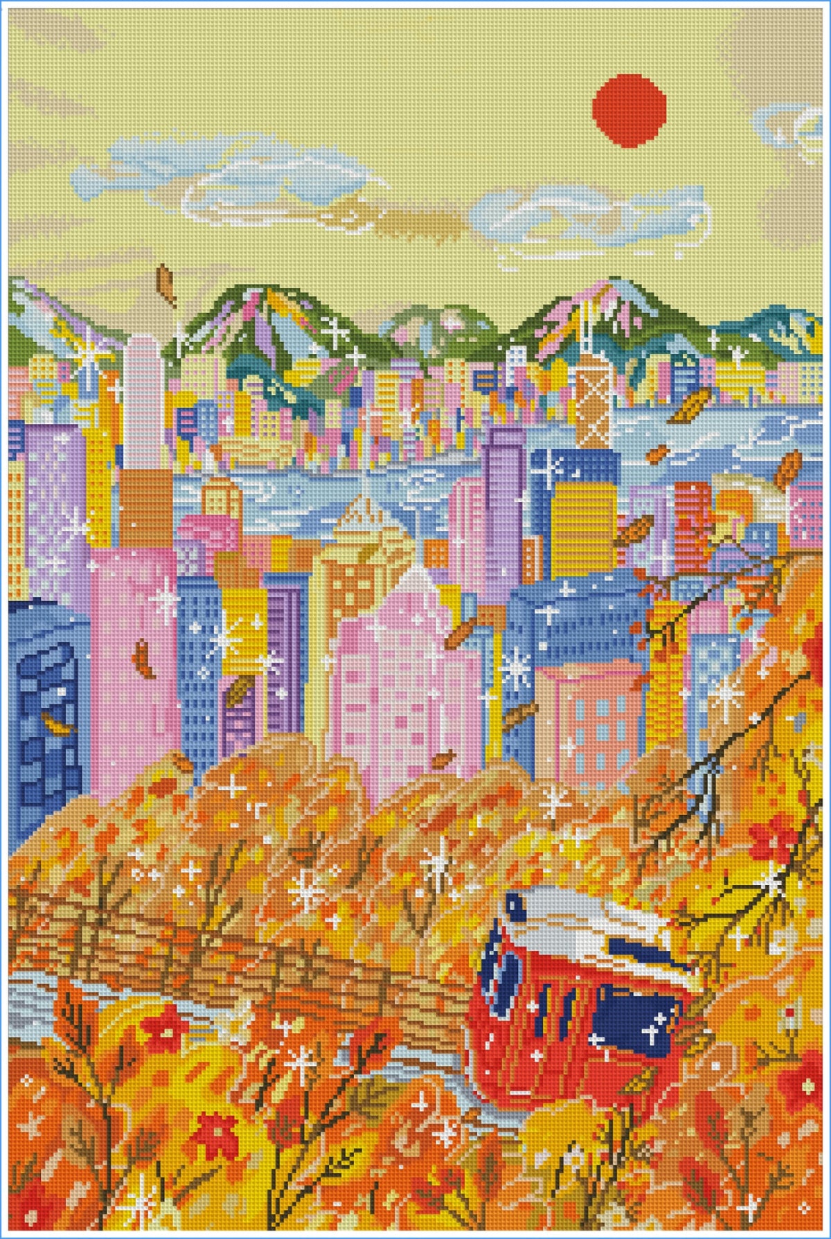 Golden Autumn in Hong Kong by Ziyi Studio- Diamond Art Kit (50x75cm) Hand Rendered