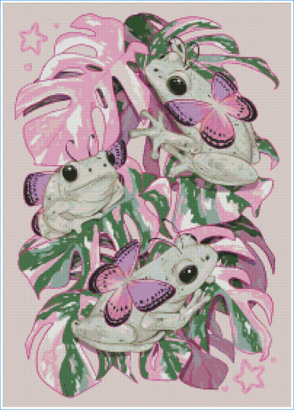 Butterfly Reed Frog Garden by Angelxbeans- Diamond Art Kit (50x70cm, Square Drill)