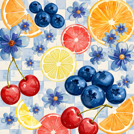 Coastal Citrus Crush - Diamond Art Kit (40x40cm, Round Drill)