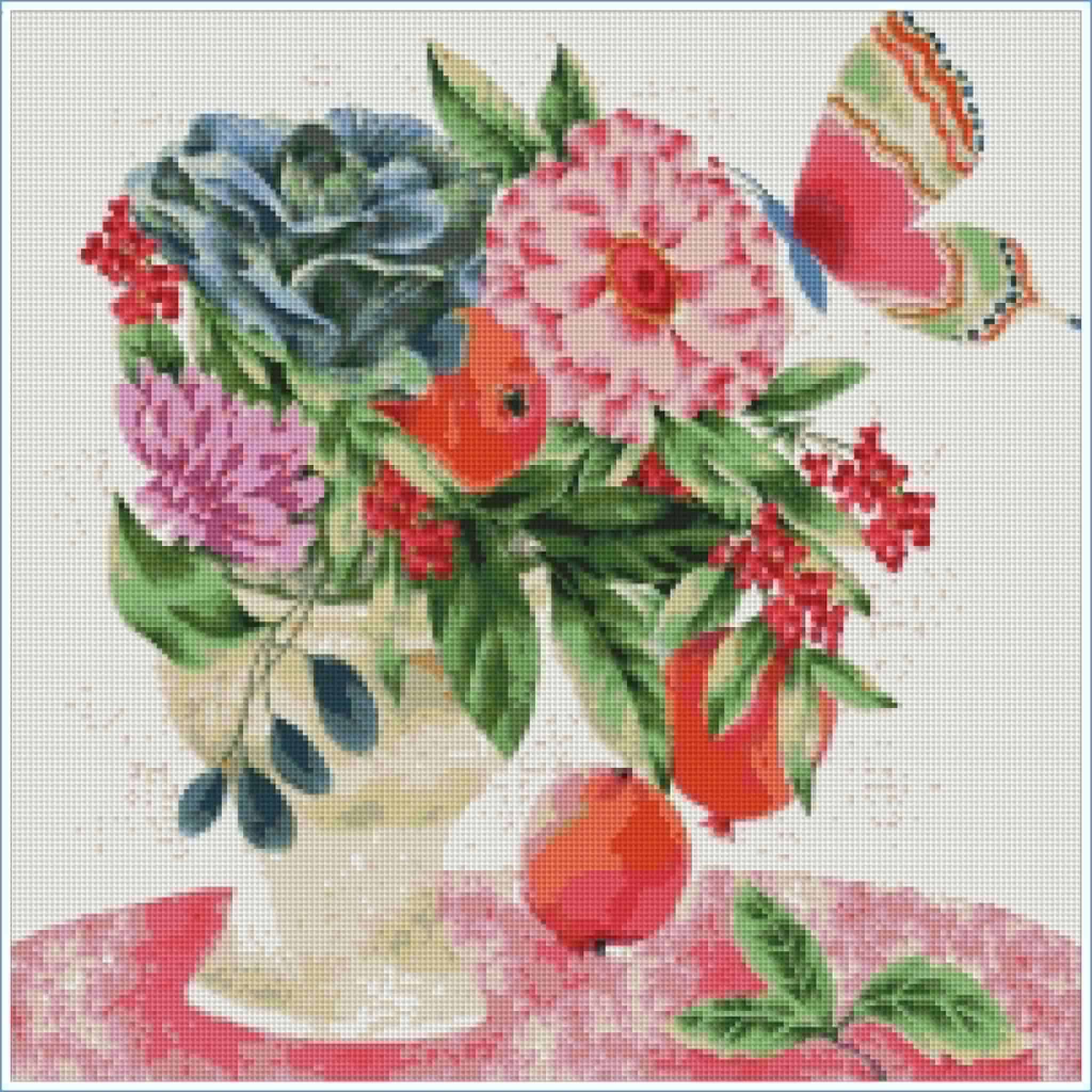 Zinnias, Berries & Wings by Lisa Powell Braun – Diamond Art Kit (50x50cm)
